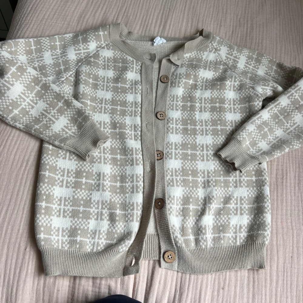 Plaid Button-Up Cardigan